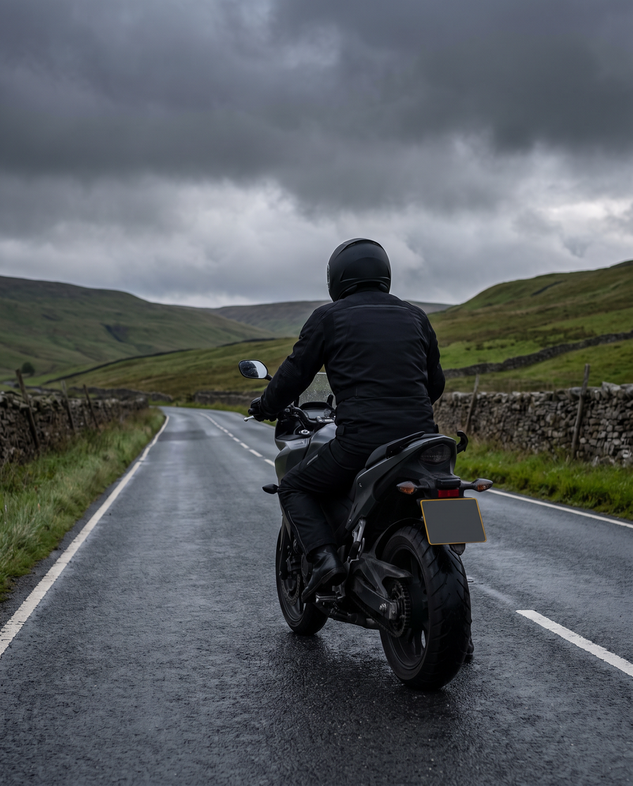 A rider on a country road in the Yorkshire Dales
