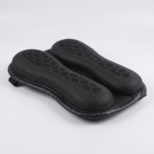 MotoCush Gel Passenger Pad: two padded honeycomb gel lobes on a black base