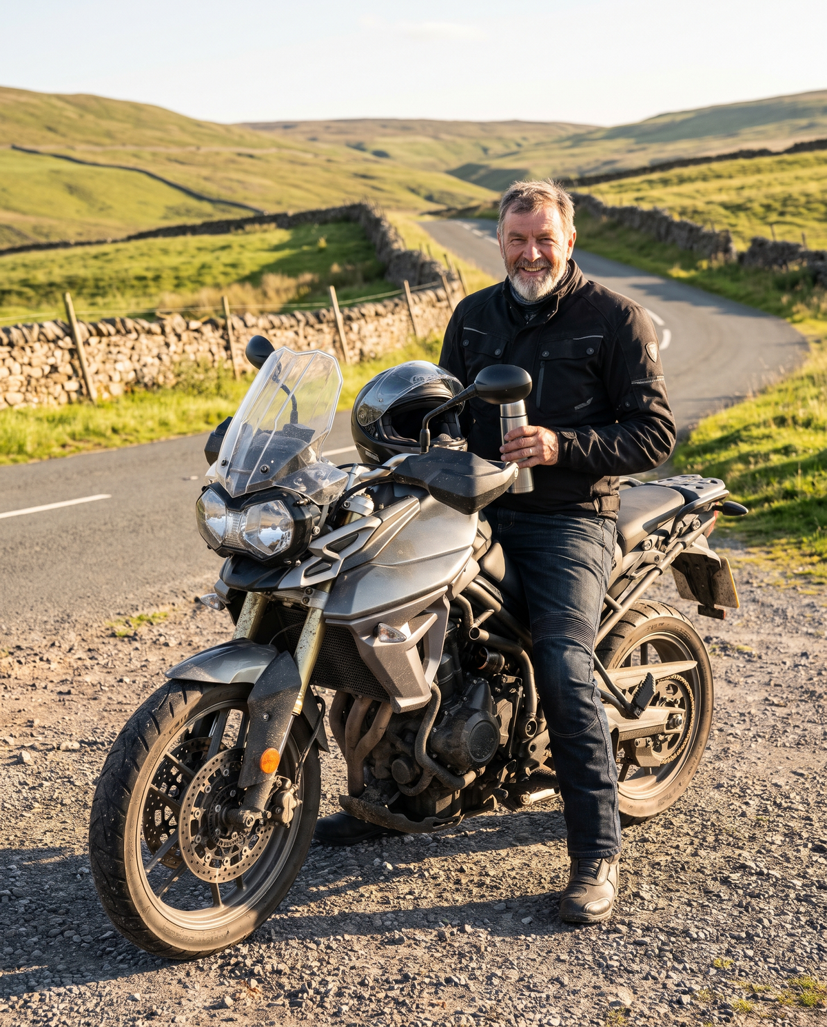 Rider taking a break on a long ride in the Yorkshire Dales
